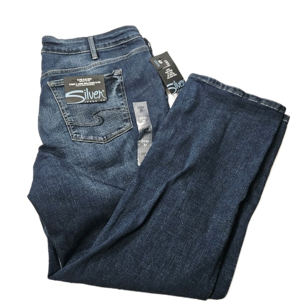 NWT Silver Jeans Mens Size 20W/31 Relaxed Fit Straight Leg Medium Wash